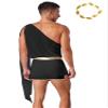 YiZYiF Men's One Strap Toga Costume Ancient Greek Roman Halloween Cosplay Outfits Fancy Dress Black Medium view 2