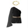 YiZYiF Men's One Strap Toga Costume Ancient Greek Roman Halloween Cosplay Outfits Fancy Dress Black Medium view 3