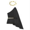 YiZYiF Men's One Strap Toga Costume Ancient Greek Roman Halloween Cosplay Outfits Fancy Dress Black Medium view 4