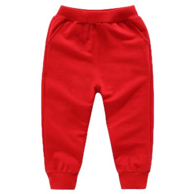Toddler Girls Boy's Sweatpants Baby Cotton Pull on Jogger Pants Kids Solid Elastic Waist Slim Sport (Red, 6-7 Years)