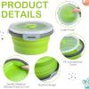 Suclain 4 Pcs Collapsible Bowls with Lids Silicone Camping Food Storage Container Expandable Folding Salad Lunch Box Travel Container for Hiking Camping(Green,12, 17, 27, 41 oz) view 3