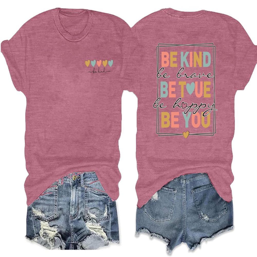 AMWIPE Be Kind Shirt for Women Teacher Kindness Positive Message Tshirt Dandelion Graphic Summer Tee Tops Pink