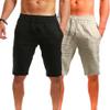 DGHM-JLMY 2 Pack Mens Linen Shorts Elastic Waist Drawstring Lightweight Fashion Cotton Linen Shorts Summer Beach Shorts (XXL,Black+Gray2) view 1