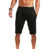 DGHM-JLMY 2 Pack Mens Linen Shorts Elastic Waist Drawstring Lightweight Fashion Cotton Linen Shorts Summer Beach Shorts (XXL,Black+Gray2) view 2