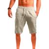 DGHM-JLMY 2 Pack Mens Linen Shorts Elastic Waist Drawstring Lightweight Fashion Cotton Linen Shorts Summer Beach Shorts (XXL,Black+Gray2) view 3