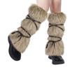 haozaikeji Viking Faux Fur Leg Warmers Furry Medieval Boot Covers Warrior Leg Guards Cosplay Costume Accessory for Women Men view 1