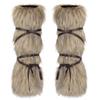 haozaikeji Viking Faux Fur Leg Warmers Furry Medieval Boot Covers Warrior Leg Guards Cosplay Costume Accessory for Women Men view 2