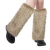 haozaikeji Viking Faux Fur Leg Warmers Furry Medieval Boot Covers Warrior Leg Guards Cosplay Costume Accessory for Women Men view 3