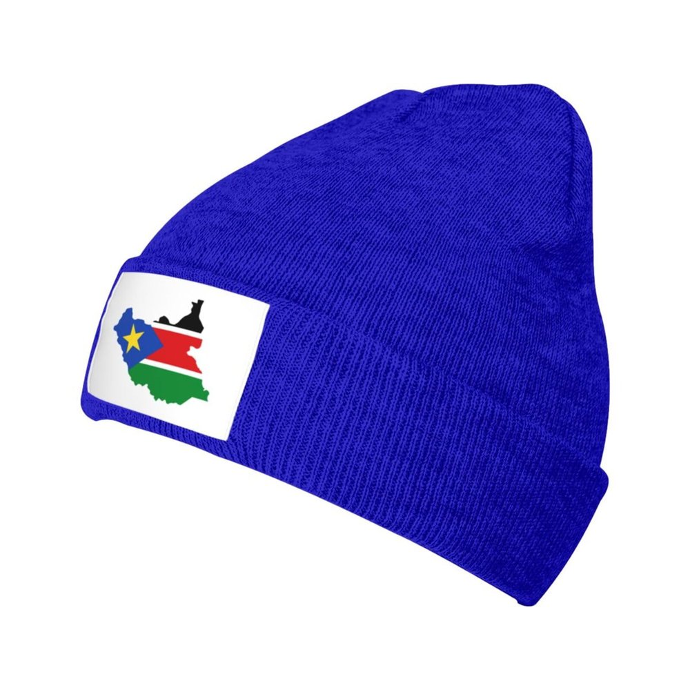 MULIHU South Sudan Terrain Map Beanie Hat for Men Women Winter Warm Knit Hats Ski Hat Skull Cap Blue