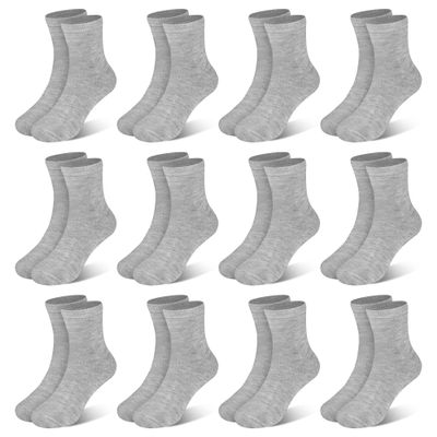 SPTRAMLE Kids Socks 12 Pairs Crew Socks for Toddler Boys Girls 10-14 Years Athletic Mid Cut Sock Multipack Black White