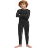 ATTIQOZI Youth Boys Thermal Underwear Set Compression Fleece Lined Leggings with Athletic Shirts Base Layer Football Undershirt 1,2 Pack Black/Black XS view 2