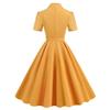 1950s Vintage Style Dress for Women Short Sleeve Ruched Swing Dress with Belt Cocktail Office Lady Pin Up Temperament Yellow XL view 2