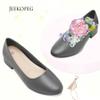 Jeekopeg Low Chunky Pumps Women's Round Toe Heels PU Leather Chunky Pumps Shoes Classic Closed Toe Pumps Low Heel Dress Shoes for Woman(Grey,US10) view 4