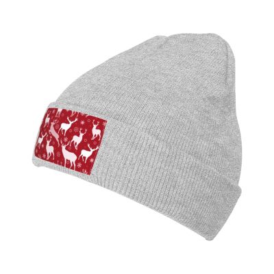 MULIHU Christmas Seamless Pattern Beanie Hat for Men Women Winter Warm Knit Hats Ski Hat Skull Cap Gray