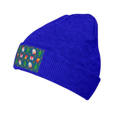 MULIHU Christmas Tree and Santa Claus Seamless Pattern Beanie Hat for Men Women Winter Warm Knit Hats Ski Hat Skull Cap Blue