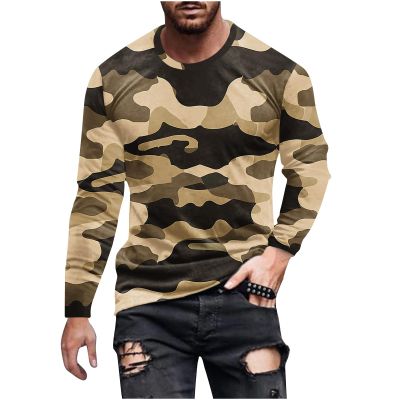 Big and Tall Shirts for Men Long Sleeve Camouflage Print Graphic Pullover Tops Camo Gym Workout Crewneck Sweatshirts mens hawaiian shirts Camouflage XXXL