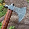Damascus Tomahawk Axe, Sharp Damascus Steel Blade Sharp Cutting Edge, Damascus Camping Axe with Wooden Handle, Tomahawk Hatchet Axe with Sheath view 2