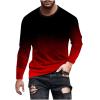 Shirts for Men Long Sleeve Casual Loose Gradient Color Print Crewneck Sweatshirt Lightweight Gym Workout Pullover Top mens graphic t-shirts Wine XXXL view 1