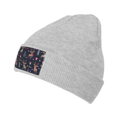 MULIHU Christmas Seamless Pattern Beanie Hat for Men Women Winter Warm Knit Hats Ski Hat Skull Cap Gray