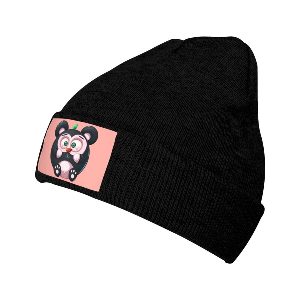 MULIHU Cute and Funny Cartoon Panda Beanie Hat for Men Women Winter Warm Knit Hats Ski Hat Skull Cap Black
