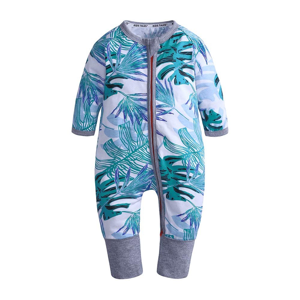 Kids Tales Baby Footies Double Zipper Romper Pajama Toddler Cotton Playsuit Infant Boy Girl Cartoon Graphic Jumpsuit
