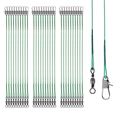Fishing Leaders, 30pcs Stainless Steel Leader Wire Fishing Leader Line with Swivel Snaps Fishing Wire Leaders Connecting Fishing Tackle Lure or Hook for Saltwater and Freshwater - 9.84inch