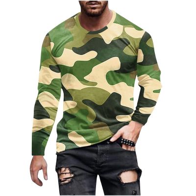 Big and Tall Shirts for Men Long Sleeve Camouflage Print Graphic Pullover Tops Camo Gym Workout Crewneck Sweatshirts men's t shirts graphic Camouflage XXXL