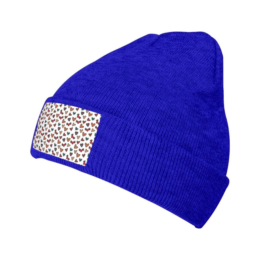 MULIHU Colorful Heart Shaped Seamless Pattern Beanie Hat for Men Women Winter Warm Knit Hats Ski Hat Skull Cap