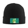 MULIHU Cute and Funny Cartoon Frog Beanie Hat for Men Women Winter Warm Knit Hats Ski Hat Skull Cap Black view 2