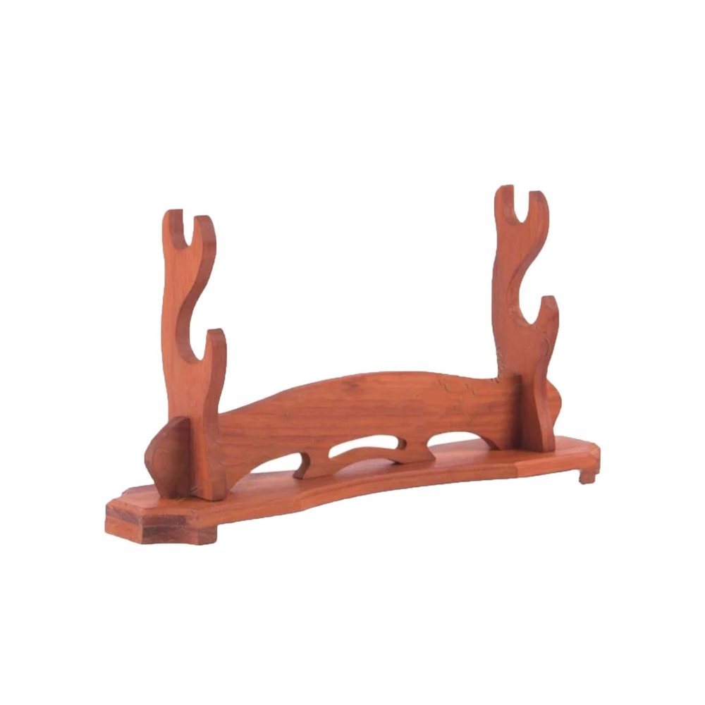 LUNCHS Sword Stand Wood, Clear Lines Katana Stand Suitable for Elders, Wand Holder Easy to Install(2 Layers,Red)