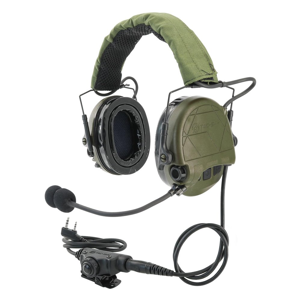 TAC301 Tactical Headset Electronic Shooting Ear Protection Headphones w Microphone,Hearing Protection with U94 PTT (Army Green)