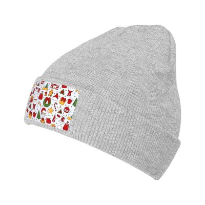 MULIHU Christmas Seamless Pattern Beanie Hat for Men Women Winter Warm Knit Hats Ski Hat Skull Cap Gray