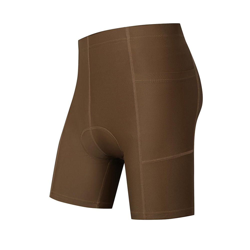 Kids Padded Cycling Bike Shorts with Padding Boys Girls Mountain Biking Shorts with Pockets Coffee