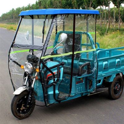 CHZDPP Tricycle Frame Canopy for Rain Sun Snow Proof, Adult Tricycle Cover with Reflective Strips & Wipers, Easy to Install Sanbengzi Cover for Outside Riding(Dark Blue,43.3inch/110cm Wide)