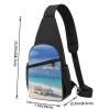 Crossbody Sling Backpack Sling Bag for Men Women Cross Chest Bag Shoulder Bag White Beach Tropical sea Travel Hiking Daypack view 3