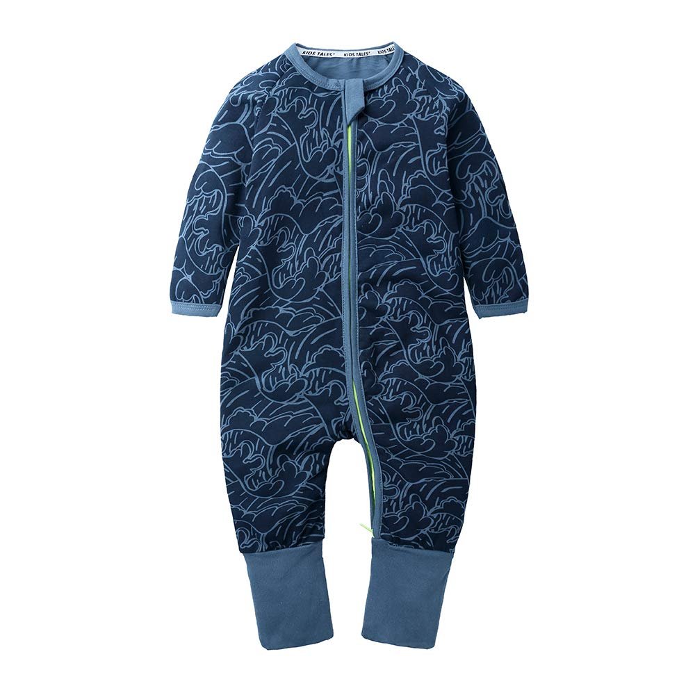 Kids Tales Baby Footies Double Zipper Romper Pajama Toddler Cotton Playsuit Infant Boy Girl Cartoon Graphic Jumpsuit