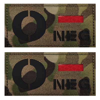 2 PCS AliPlus Blood Type Patches O- NEG Patch IR Infrared Reflective Patch Laser Cut Tactical Morale Patches Hook and Loop(3.15x2 inch CP)