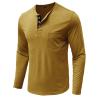 Men Fall Winter Polo Shirts Long Sleeved Flip Collar Tops Pocket Button V Neck T Shirts Golf Casual Sports Tops Mens t Shirts Casual Yellow XL view 3