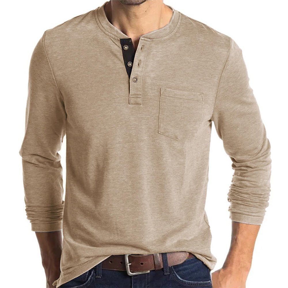 Men Fall Winter Polo Shirts Long Sleeved Flip Collar Tops Pocket Button V Neck T Shirts Golf Casual Sports Tops Mens Long Sleeve Shirt Apricot 2X