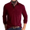 Men Fall Winter Polo Shirts Long Sleeved Flip Collar Tops Pocket Button V Neck T Shirts Golf Casual Sports Tops Mens Long Sleeve tee Shirts Wine L view 1