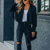 VERYPOPPA Fringe Faux Suede Leather Jackets for Women Tassel Motorcycle Moto Biker Short Open Front Tassel Coat Black view 3