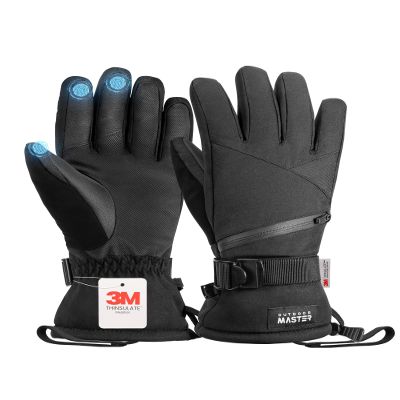 OutdoorMaster Ski Snow Gloves for Women & Men, 3M Thinsulate Waterproof Snowboard Gloves for Winter Warm Windproof Snowmobile with Double-Pocket
