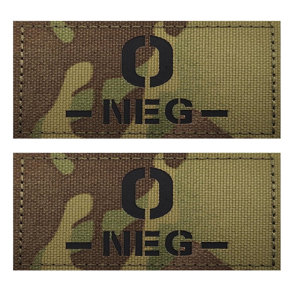 2 PCS AliPlus Blood Type Patches O -NEG- Patch IR Infrared Reflective Patch Laser Cut Tactical Morale Patches Hook and Loop(3.35x2 inch CP)