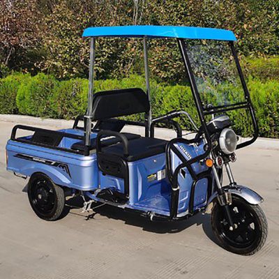 CHZDPP Electric Tricycle Protective Cover for All Sanbengzi, Sanbengzi Awning for Rain Sun Snow Proof, Tricycle Frame Canopy with Reflective Strips(Dark Blue,43.3inch/110cm Wide)