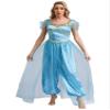 winying Women Halloween Arabian Princess Cosplay Costume Sequins Belly Dance Romper Jumpsuit Fancy Dress Lake Blue 3X-Large view 1
