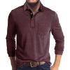 Men Fall Winter Polo Shirts Long Sleeved Flip Collar Tops Pocket Button V Neck T Shirts Golf Casual Sports Tops Mens Casual Shirts Dark red L view 1
