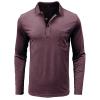 Men Fall Winter Polo Shirts Long Sleeved Flip Collar Tops Pocket Button V Neck T Shirts Golf Casual Sports Tops Mens Casual Shirts Dark red L view 3