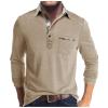 Men Fall Winter Polo Shirts Long Sleeved Flip Collar Tops Pocket Button V Neck T Shirts Golf Casual Sports Tops Tshirts Shirts for Men Beige XL view 1