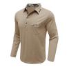 Men Fall Winter Polo Shirts Long Sleeved Flip Collar Tops Pocket Button V Neck T Shirts Golf Casual Sports Tops Tshirts Shirts for Men Beige XL view 2