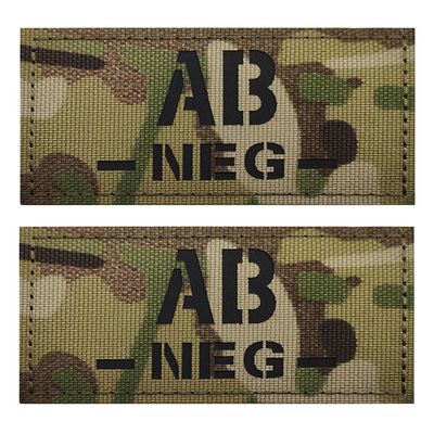 2 PCS AliPlus Blood Type Patches AB -NEG- Patch IR Infrared Reflective Patch Laser Cut Tactical Morale Patches Hook and Loop(3.35x2 inch CP)